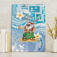 Hawaii Mele Kalikimaka Canvas Wall Art Hula Santa Retro Style Blue - Polynesian Pride