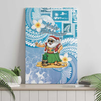 Hawaii Mele Kalikimaka Canvas Wall Art Hula Santa Retro Style Blue - Polynesian Pride