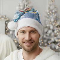 Hawaii Mele Kalikimaka Christmas Santa Hat Hula Santa Retro Style Blue - Polynesian Pride