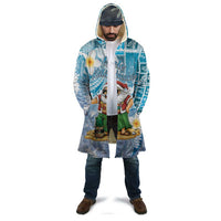 Hawaii Mele Kalikimaka Cloak Hula Santa Retro Style Blue - Polynesian Pride