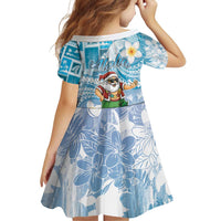 Hawaii Mele Kalikimaka Family Matching Puletasi and Hawaiian Shirt Hula Santa Retro Style Blue LT05 - Polynesian Pride