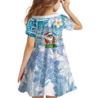 Hawaii Mele Kalikimaka Family Matching Tank Maxi Dress and Hawaiian Shirt Hula Santa Retro Style Blue - Polynesian Pride