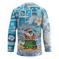 Hawaii Mele Kalikimaka Hockey Jersey Hula Santa Retro Style Blue LT05 - Polynesian Pride