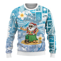 Hawaii Mele Kalikimaka Ugly Christmas Sweater Hula Santa Retro Style Blue - Polynesian Pride