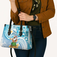 Hawaii Mele Kalikimaka Leather Bag Hula Santa Retro Style Blue - Polynesian Pride