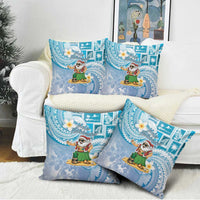 Hawaii Mele Kalikimaka Pillow Cover Hula Santa Retro Style Blue - Polynesian Pride