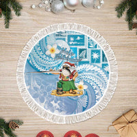 Hawaii Mele Kalikimaka Tree Skirt Hula Santa Retro Style Blue - Polynesian Pride