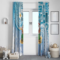Hawaii Mele Kalikimaka Window Curtain Hula Santa Retro Style Blue LT05 - Polynesian Pride
