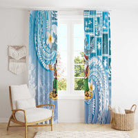 Hawaii Mele Kalikimaka Window Curtain Hula Santa Retro Style Blue LT05 - Polynesian Pride