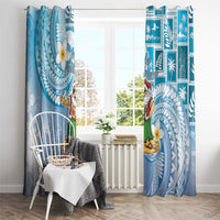Hawaii Mele Kalikimaka Window Curtain Hula Santa Retro Style Blue LT05 - Polynesian Pride
