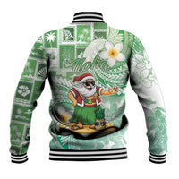 Hawaii Mele Kalikimaka Baseball Jacket Hula Santa Retro Style Green - Polynesian Pride
