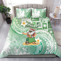 Hawaii Mele Kalikimaka Bedding Set Hula Santa Retro Style Green - Polynesian Pride