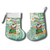 Hawaii Mele Kalikimaka Christmas Stocking Hula Santa Retro Style Green - Polynesian Pride