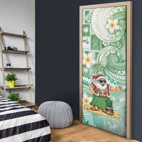 Hawaii Mele Kalikimaka Door Cover Hula Santa Retro Style Green - Polynesian Pride