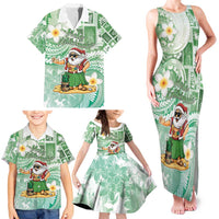 Hawaii Mele Kalikimaka Family Matching Tank Maxi Dress and Hawaiian Shirt Hula Santa Retro Style Green - Polynesian Pride