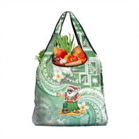 Hawaii Mele Kalikimaka Grocery Bag Hula Santa Retro Style Green LT05 1-pack One Size Green - Polynesian Pride