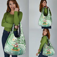 Hawaii Mele Kalikimaka Grocery Bag Hula Santa Retro Style Green LT05 - Polynesian Pride