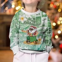 Hawaii Mele Kalikimaka Kid Ugly Christmas Sweater Hula Santa Retro Style Green - Polynesian Pride