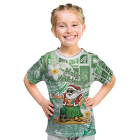 Hawaii Mele Kalikimaka Kid T Shirt Hula Santa Retro Style Green LT05 Green - Polynesian Pride