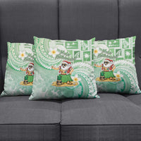 Hawaii Mele Kalikimaka Pillow Cover Hula Santa Retro Style Green - Polynesian Pride