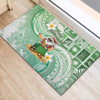 Hawaii Mele Kalikimaka Rubber Doormat Hula Santa Retro Style Green - Polynesian Pride