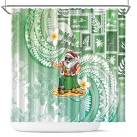 Hawaii Mele Kalikimaka Shower Curtain Hula Santa Retro Style Green - Polynesian Pride