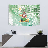 Hawaii Mele Kalikimaka Tapestry Hula Santa Retro Style Green - Polynesian Pride