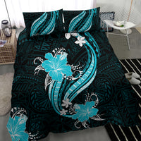 Aqua Polynesian Pattern With Tropical Flowers Bedding Set LT05 - Polynesian Pride