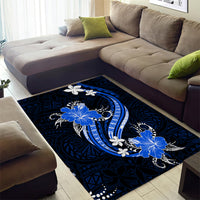 Blue Polynesian Pattern With Tropical Flowers Area Rug LT05 - Polynesian Pride