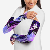 Galaxy Polynesian Pattern With Tropical Flowers Arm Sleeves LT05 - Polynesian Pride