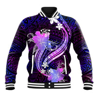 Galaxy Polynesian Pattern With Tropical Flowers Baseball Jacket LT05 Unisex Galaxy - Polynesian Pride