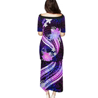 Galaxy Polynesian Pattern With Tropical Flowers Family Matching Puletasi Dress and Hawaiian Shirt LT05 - Polynesian Pride