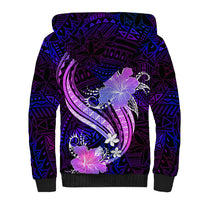 Galaxy Polynesian Pattern With Tropical Flowers Sherpa Hoodie LT05 - Polynesian Pride