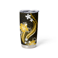Gold Polynesian Pattern With Tropical Flowers Tumbler Cup