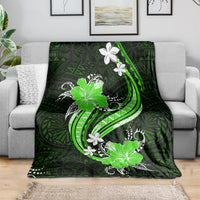 Green Polynesian Pattern With Tropical Flowers Blanket LT05 - Polynesian Pride