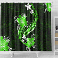 Green Polynesian Pattern With Tropical Flowers Shower Curtain LT05 - Polynesian Pride