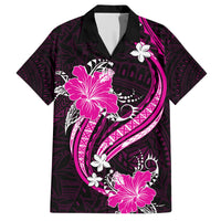 Pink Polynesian Pattern With Tropical Flowers Family Matching Short Sleeve Bodycon Dress and Hawaiian Shirt LT05 Dad's Shirt - Short Sleeve Pink - Polynesian Pride