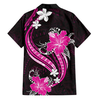 Pink Polynesian Pattern With Tropical Flowers Family Matching Tank Maxi Dress and Hawaiian Shirt LT05 - Polynesian Pride