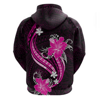 Pink Polynesian Pattern With Tropical Flowers Hoodie LT05 - Polynesian Pride