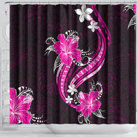 Pink Polynesian Pattern With Tropical Flowers Shower Curtain LT05 - Polynesian Pride