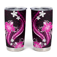 Pink Polynesian Pattern With Tropical Flowers Tumbler Cup LT05 Pink - Polynesian Pride