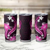 Pink Polynesian Pattern With Tropical Flowers Tumbler Cup LT05 - Polynesian Pride