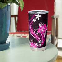 Pink Polynesian Pattern With Tropical Flowers Tumbler Cup LT05 - Polynesian Pride