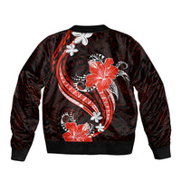 Red Polynesian Pattern With Tropical Flowers Bomber Jacket LT05 - Polynesian Pride