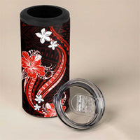 Red Polynesian Pattern With Tropical Flowers 4 in 1 Can Cooler Tumbler