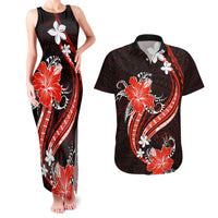 Red Polynesian Pattern With Tropical Flowers Couples Matching Tank Maxi Dress and Hawaiian Shirt LT05 Red - Polynesian Pride