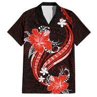 Red Polynesian Pattern With Tropical Flowers Family Matching Tank Maxi Dress and Hawaiian Shirt LT05 Dad's Shirt - Short Sleeve Red - Polynesian Pride