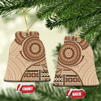 Samoa Siapo Pattern Simple Style Ceramic Ornament LT05 Bell Flake Brown - Polynesian Pride