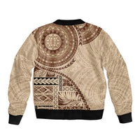 Samoa Siapo Pattern Simple Style Sleeve Zip Bomber Jacket LT05 - Polynesian Pride