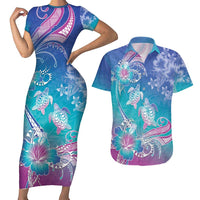 Polynesia Sea Turtle Couple Couples Matching Short Sleeve Bodycon Dress and Hawaiian Shirt Love Is Life